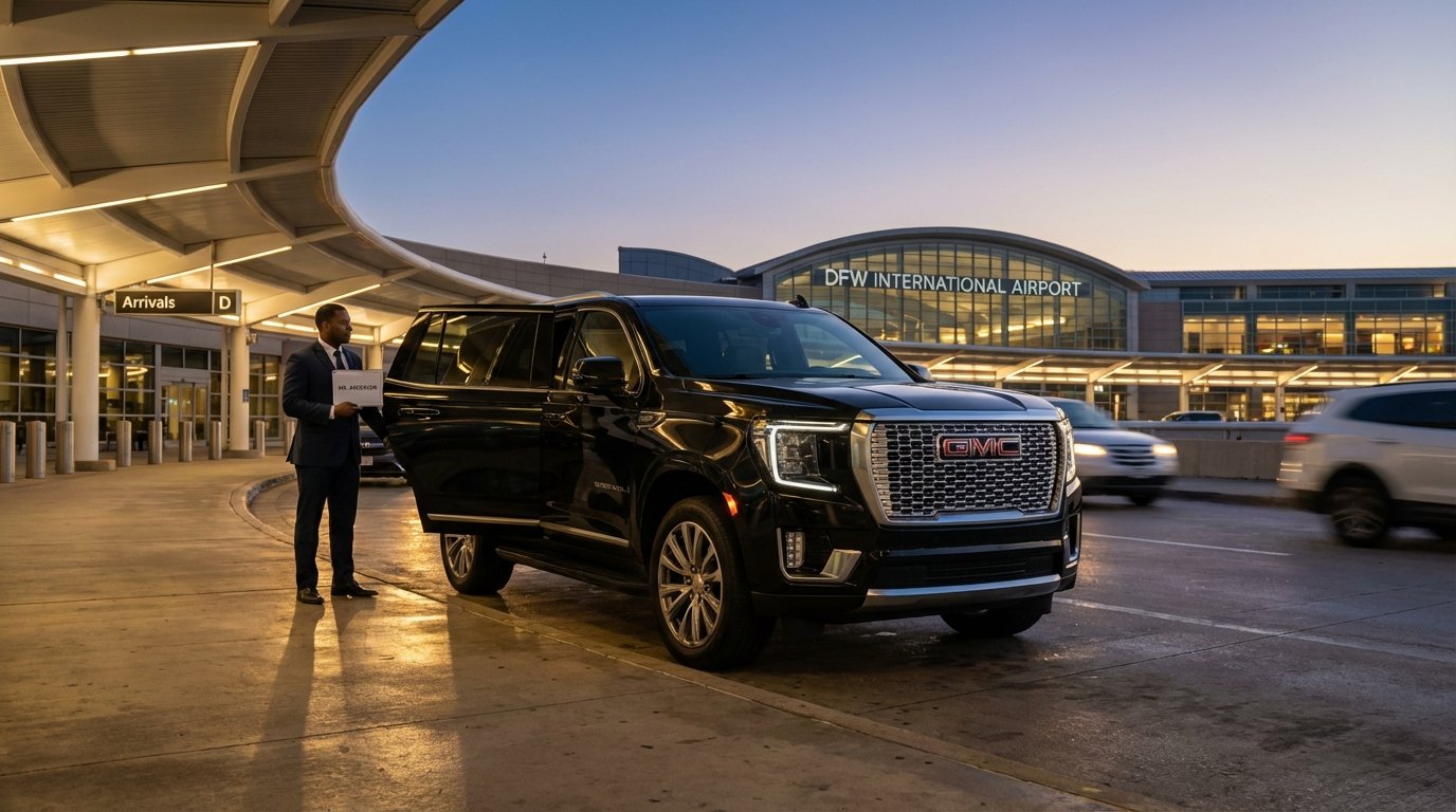 Professional Dallas limo service with luxury black SUV and chauffeur