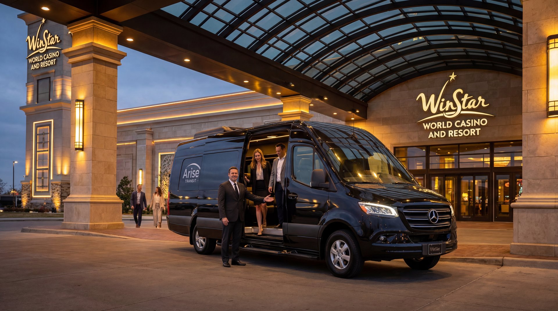 Casino bus Dallas to WinStar - Mercedes Sprinter luxury bus transportation